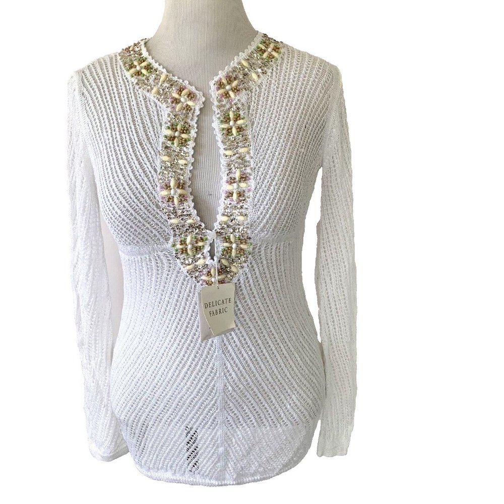 NWT Victoria Secret white viscose blend top size S/P